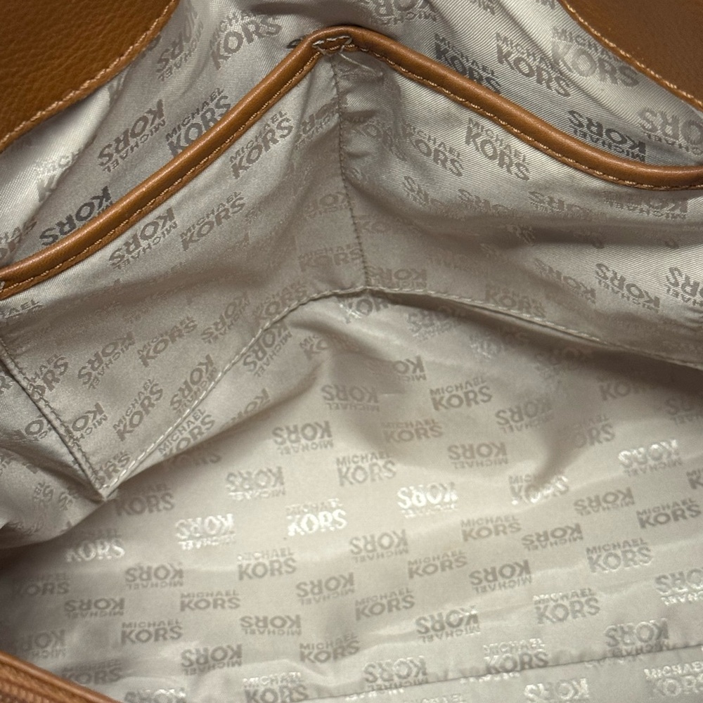 Michael Kors Hamilton Camel Brown Leather Satchel Tote Shoulder Bag 14 x 13 x 6 - Picture 16 of 16